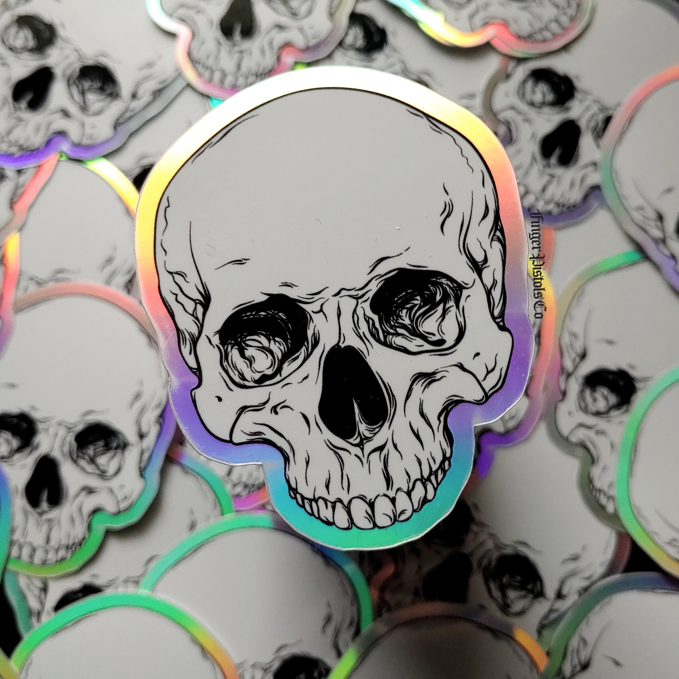 Pool Skull Sticker Holographic Skull Vinyl Sticker - Skull Water Bottle Sticker ...