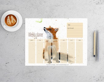 PRINTABLE Maple Key Fox Calendar, digital download calendar | Weekly Calendar | Watercolor calendar, printable calendar