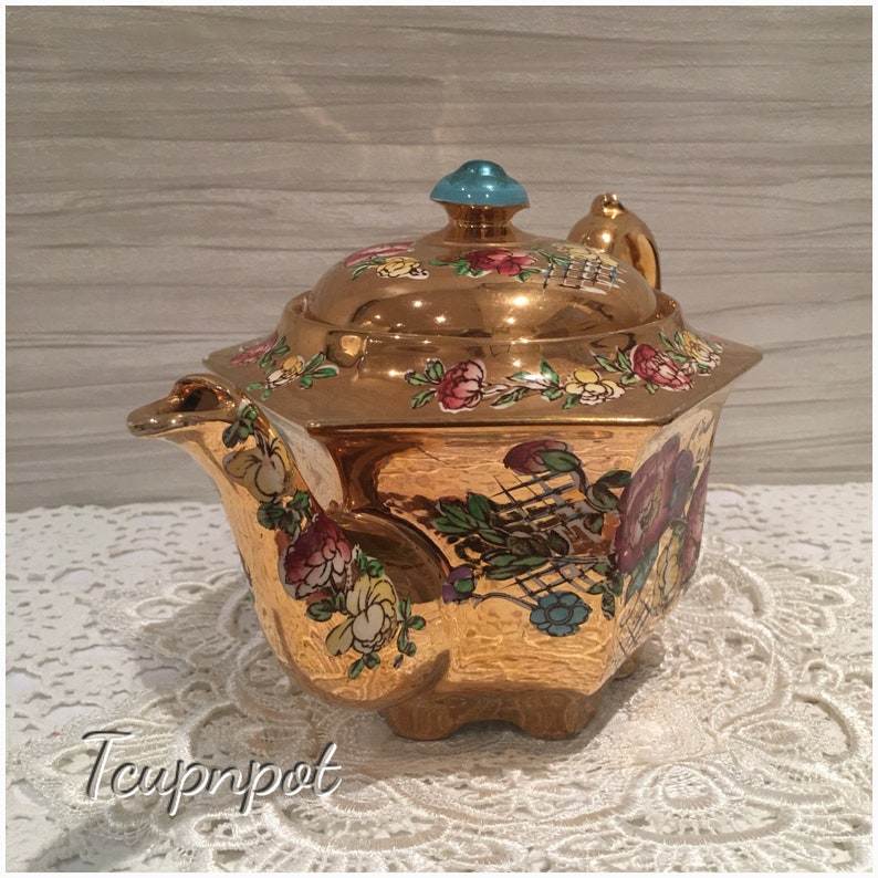 Sadler GOLD Luster Teapot Milk Jug and Sugar Bowl Etsy UK