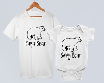 Papa Bear, Baby Bear - Dad Father Son/Daughter matching T-shirt Babygrow, 100% Cotton, FREE Delivery, Father's Day, Toddler, Baby shower