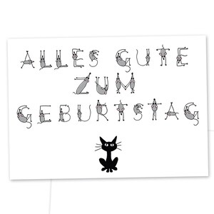 Geburtstagskarte KATZE UND MAUS aus Recyclingpapier | lustige Postkarte für Katzenfreunde mit Yoga Mäusen | Umschlag optional | Art.-Nr. 139