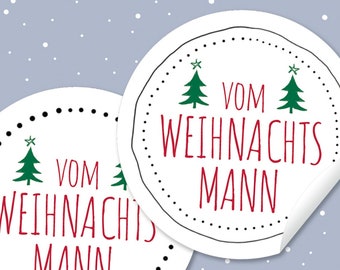 Weihnachtsaufkleber vom Weihnachtsmann TANNEN Recyclingmaterial