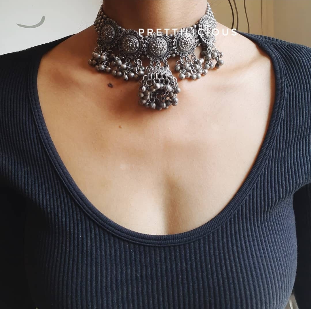 Choker Set Indian Jewelry Antique Oxidized Necklace and Etsy UK