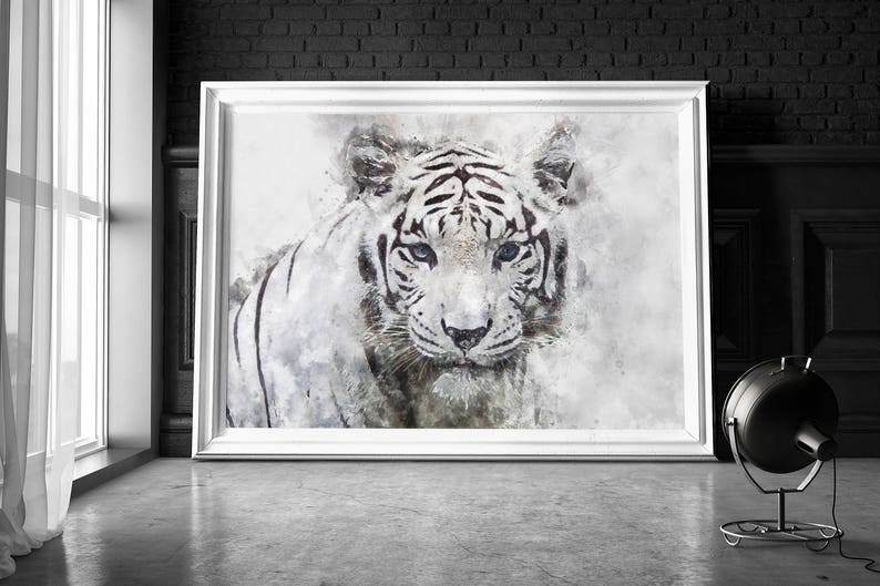 White Tiger Print White Tiger Poster Tiger Wall Art Etsy