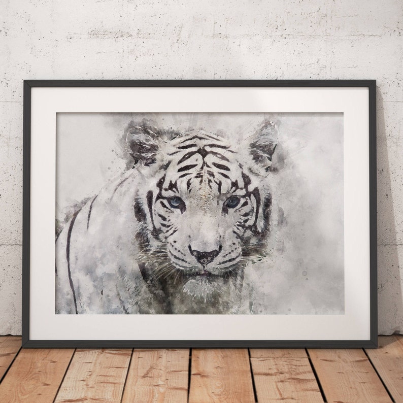 White Tiger Print White Tiger Poster Tiger Wall Art Etsy