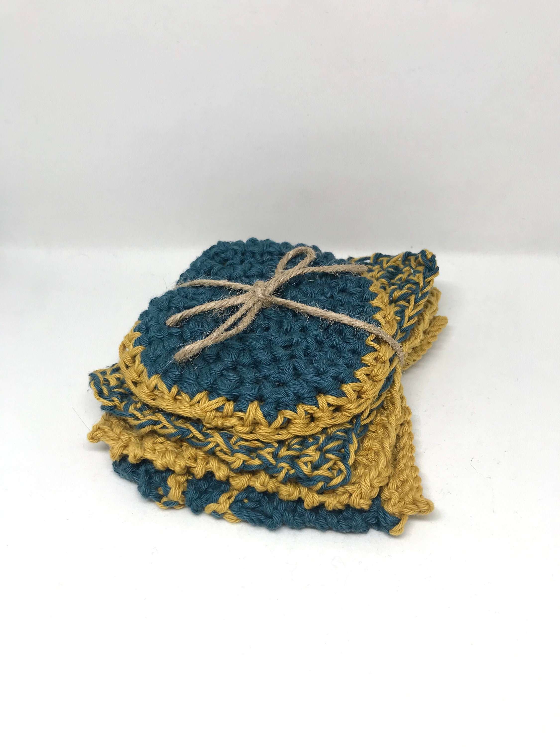 Tawashis Eponges Lavables Réutilisables Zéro Déchets - Crochet Tricot Pur Coton Fait Main en France 