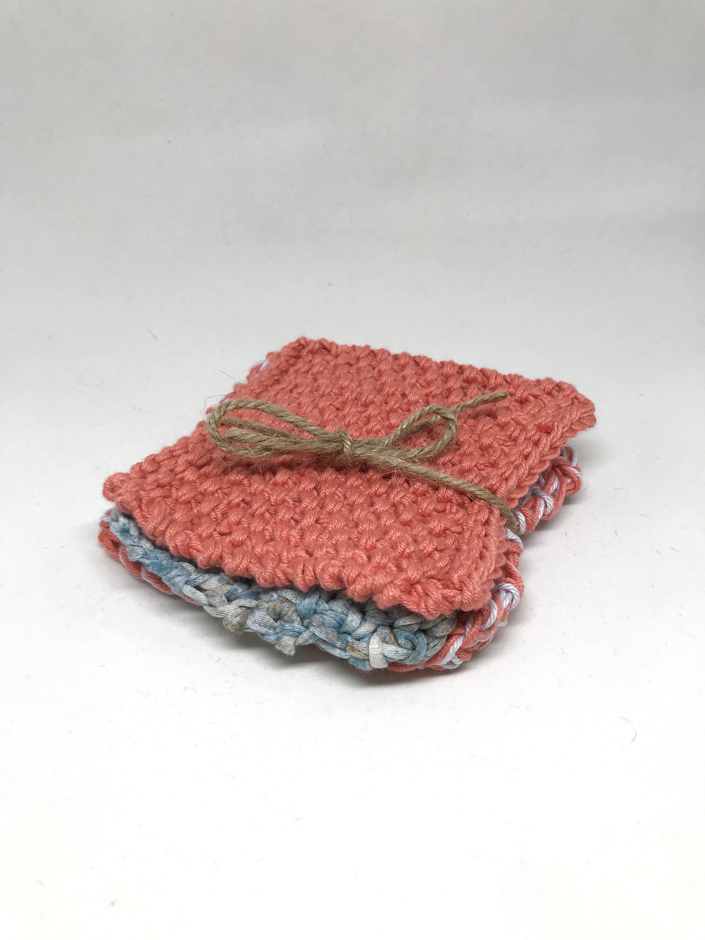 Tawashis Eponges Lavables Réutilisables Zéro Déchets - Crochet Coton et Lin de Coton Fait Main en Fr