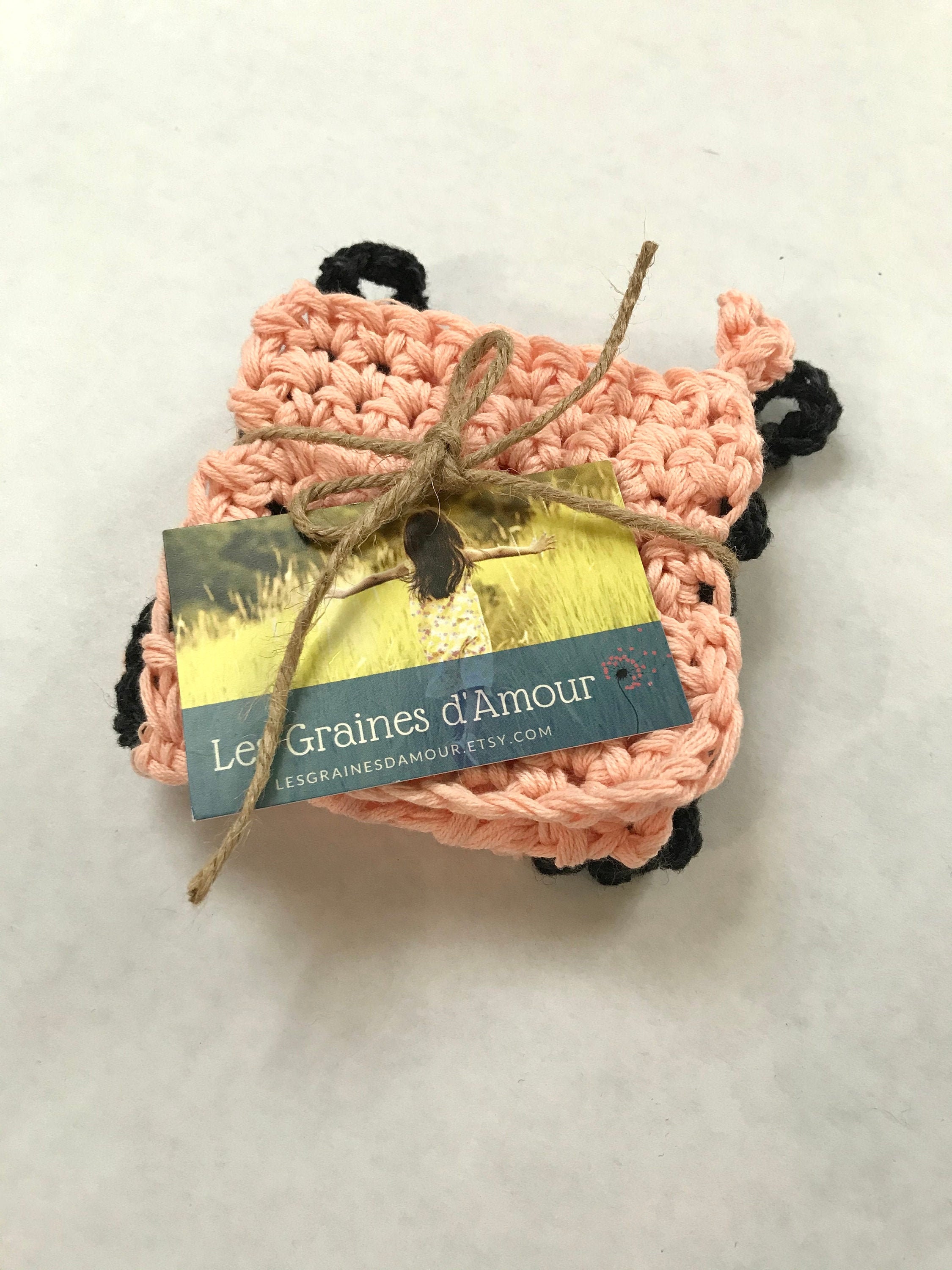 Tawashis Eponges Lavables Réutilisables Zéro Déchets - Tricot 100% Laine Poly Coton Fait Main en Fra