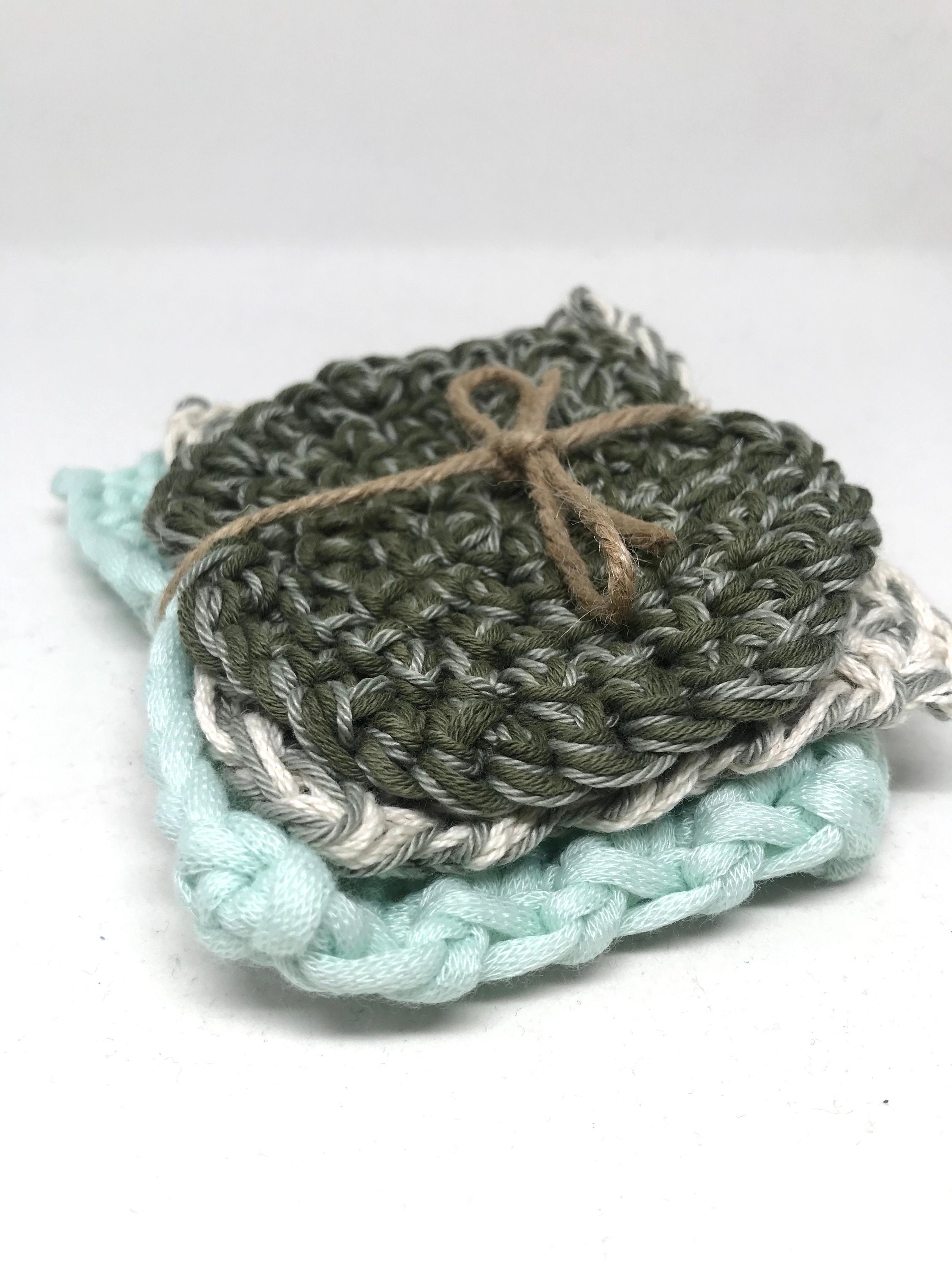 Tawashis Eponges Lavables Réutilisables Zéro Déchets - Crochet Coton et Coton Recyclé Fait Main en F