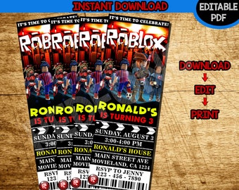 Roblox Games Invite Etsy - roblox invitation roblox birthday invitation roblox party invitation roblox invit!   e roblox birthday party roblox party supplies pdf