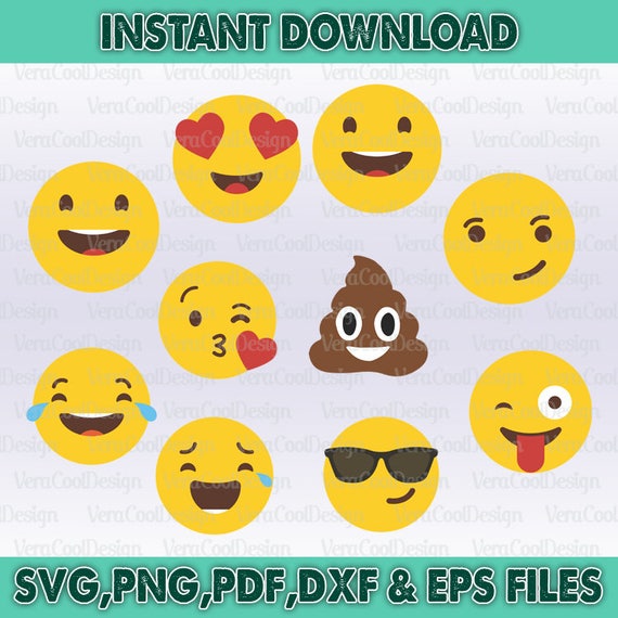 10 Emoji Svg Files For Cricut Emoji Svg Files For Cricut Emoji Etsy