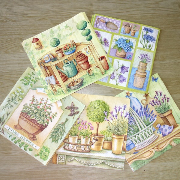 Paper towels, "Lavande and Aromatic Plants" mystery lot, 33x33, collage, scrapbooking, DIY, Horse