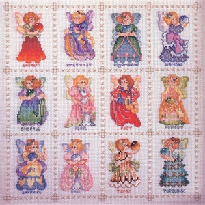 Cross-stitch pattern &quot;12 fairies&quot;, pattern to download, birthtone fairies, fairies of precious stones, magic and fairy world
