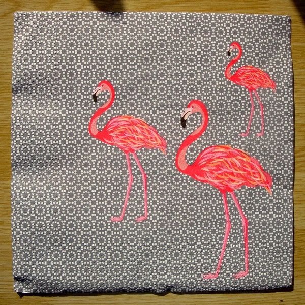 Serviette en papier, flamants rose, 40x40, vendue par 3, collage, scrapbooking, DIY, Camargue