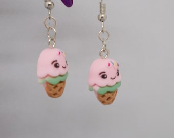 Earrings CHILD : funny ICE CONE on colored resin