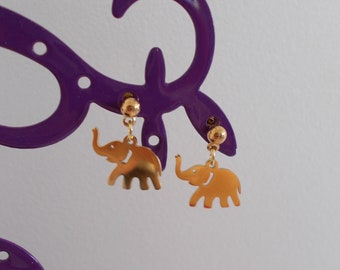 Earrings little ELEPHANT thin gold metal, hook ou nail, for CHILD