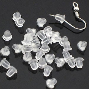 50 ou 100 Fermoirs Stop Embouts poussoir pour Boucles D'oreille image 1