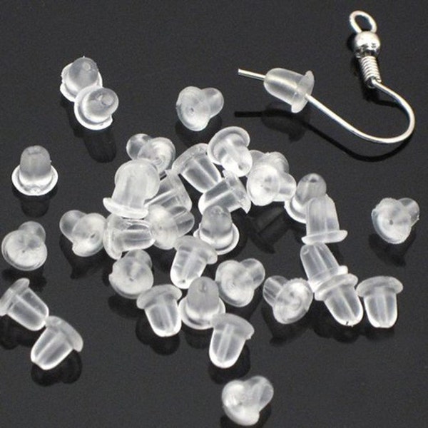 50 or 100 Stop Clasps Push Tips for Earrings