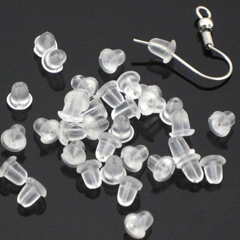 50 or 100 Stop Clasps Push Tips for Earrings image 1