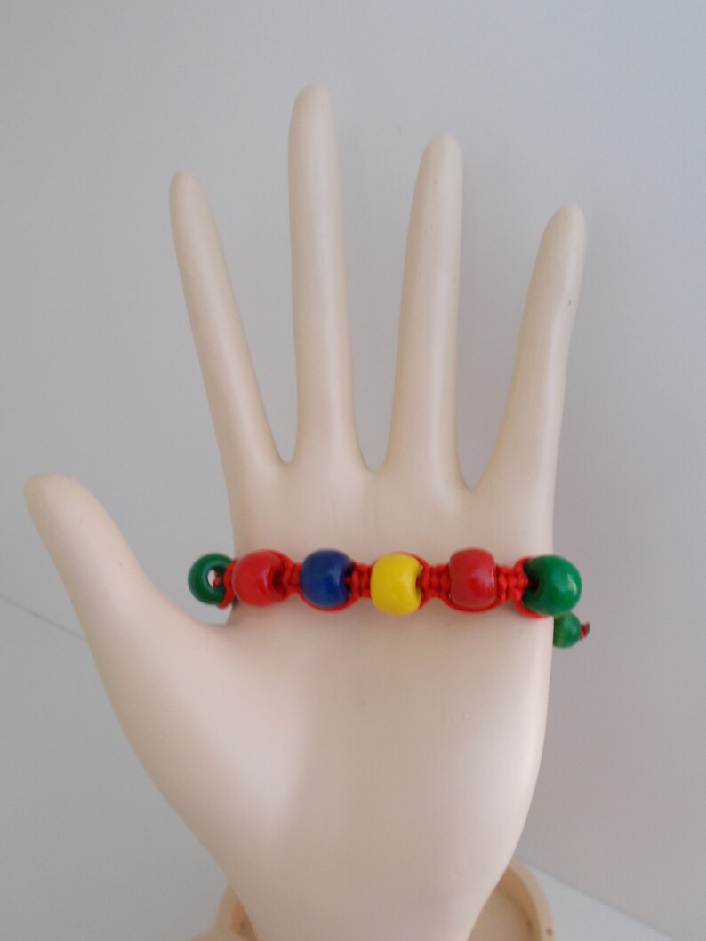 MULTICOLOR Children's WOOD Bracelet Wooden Beads Etsy
