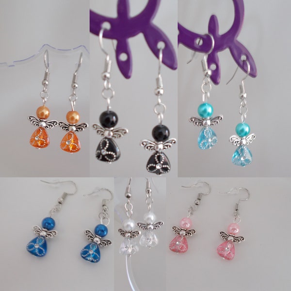 Boucles d'oreille petits ANGES 10 couleurs et argenté