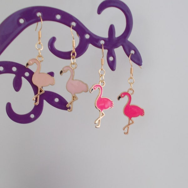 Boucles d'oreille FLAMANT ROSE pâle ou fuchsia au choix