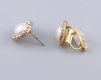 Adaptador de brinco de pressão para brincos sem furo, brincos de pino de metal prateado ou dourado