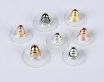 12 or 20 Silver/Gold/Rose Gold/Bronze/Gun/White/Rhodium Stopper Earring Backs