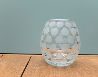 Vintage Kristallglas Vase VILLEROY&BOCH V+B mundgeblasen dots Pünktchen geschliffen Kristallerie Wadgassen