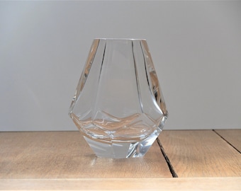 Vintage crystal glass Murano Sommerso POLYEDER FACETS block vase cut simple geometric shape 60s