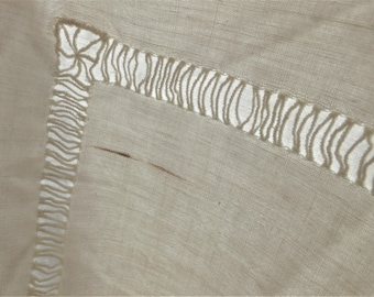 Vintage LINEN Pillowcase with HOLLOW HEM Embroidery Handmade ca.1900 Turn of the century ANTIQUE