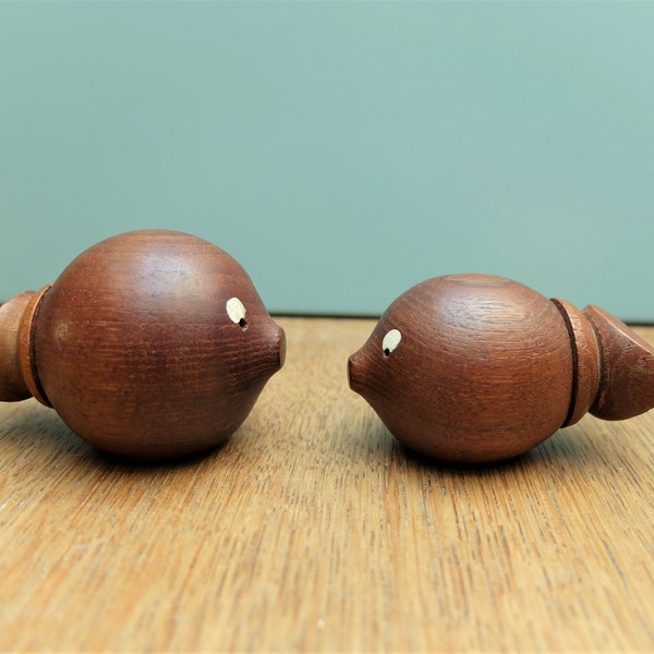 Vintage Holz Figuren Set VÖGELCHEN Salz- und Pfefferstreuer 60er Teak mid century danish modern