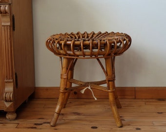 Vintage Hocker Bambus Rattan BAMBUSHOCKER Italien RIVIERA Franco ALBINI  midcentury 50er 60er