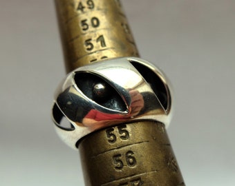 Vintage extraordinary ring SILVER 925 Sterling with elaborate 3D decoration TAXCO Mexico size 55