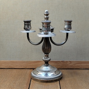 Vintage candle holder candlestick CANDLEHOLDER 3-flame SILVER PLATING silver-plated antique look
