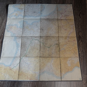 Vintage Landkarte FRANKREICH france topografische Karte M 1:1.000.000 DEMARKATIONSLINIE 30er 40er auf Leinen