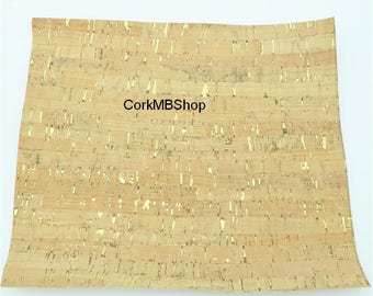 Cork 65*50cm cork fabric natural with golden Cork leather Vegan Leather Fabric