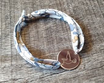 Solid silver medal bracelet with engraved dove