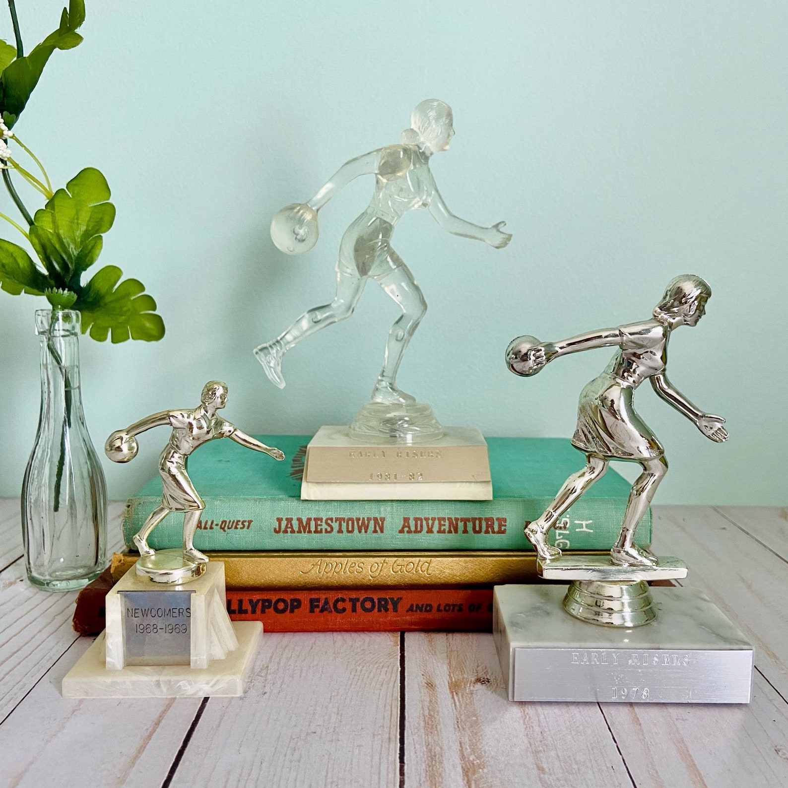 Vintage Bowling Trophies Set of 3 Etsy