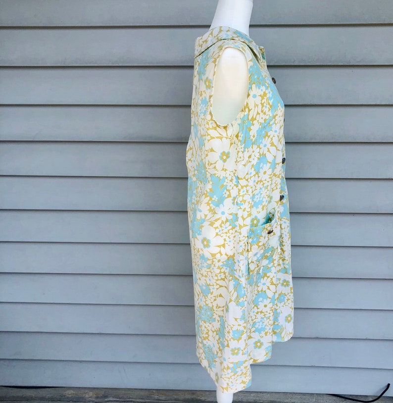 Vintage 1960s Retro Shift Dress Handmade Mid Century Summer Dress with Floral Pattern image 5