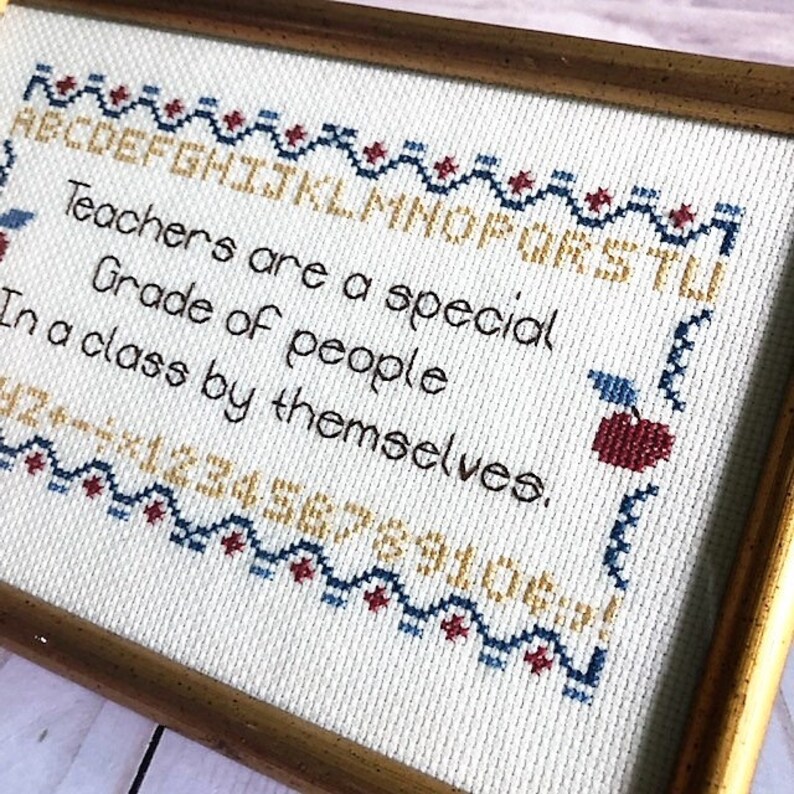 Vintage Needlepoint Teacher Gift Cross Stitch for Teachers & Etsy
