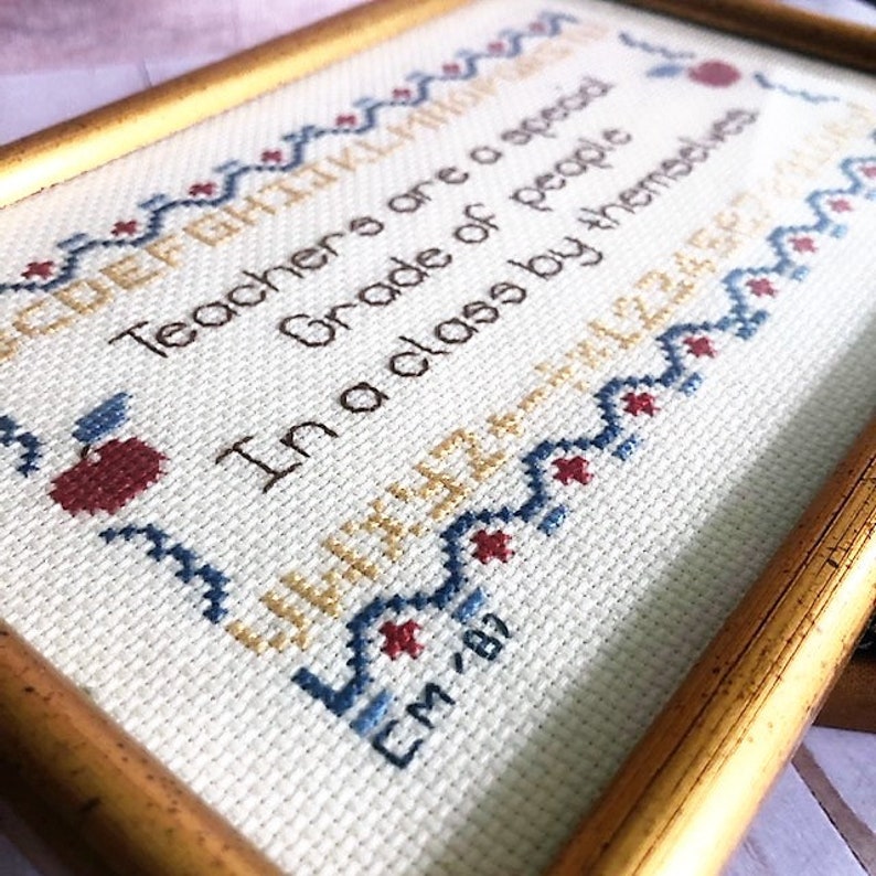 Vintage Needlepoint Teacher Gift Cross Stitch for Teachers & Etsy