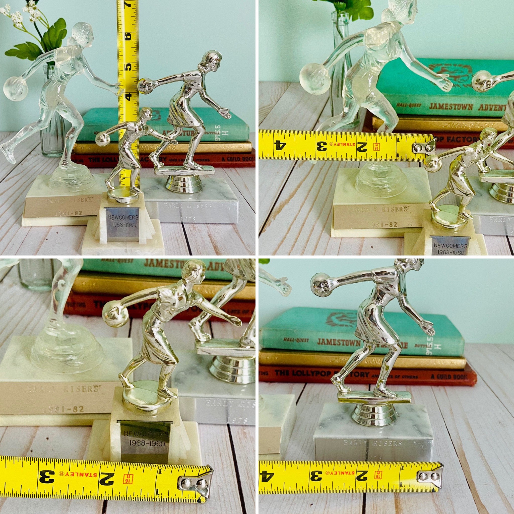 Vintage Bowling Trophies Set of 3 Etsy