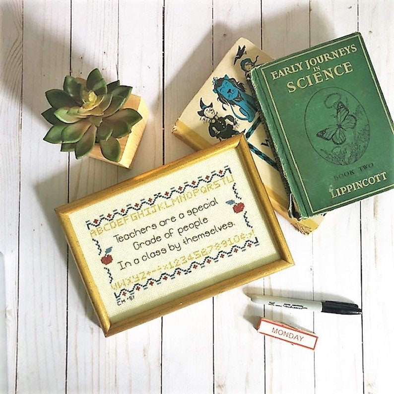 Vintage Needlepoint Teacher Gift Cross Stitch for Teachers & Etsy