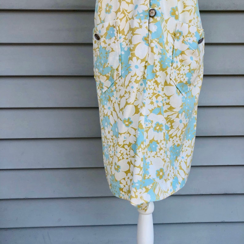 Vintage 1960s Retro Shift Dress Handmade Mid Century Summer Dress with Floral Pattern image 8