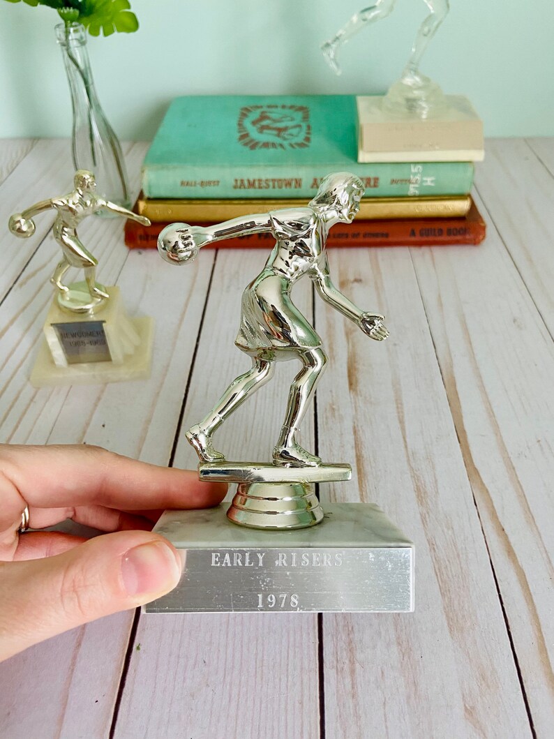 Vintage Bowling Trophies Set of 3 Etsy