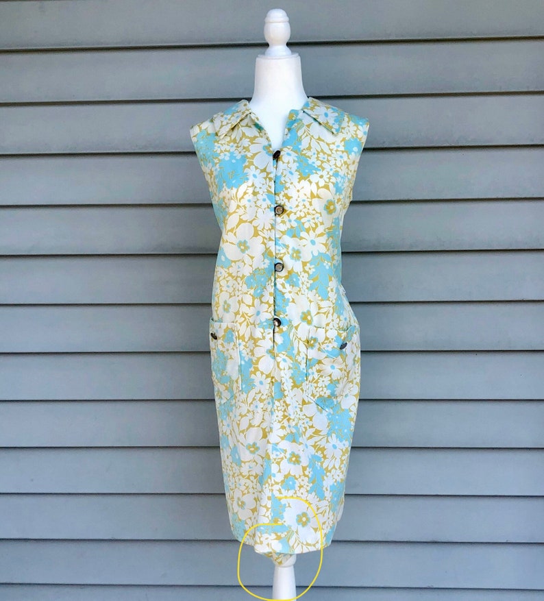 Vintage 1960s Retro Shift Dress Handmade Mid Century Summer Dress with Floral Pattern image 1