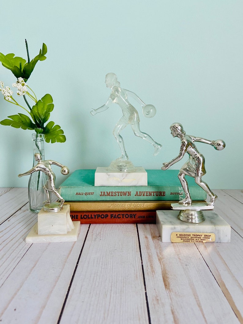 Vintage Bowling Trophies Set of 3 Etsy