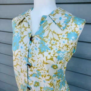 Vintage 1960s Retro Shift Dress Handmade Mid Century Summer Dress with Floral Pattern image 4