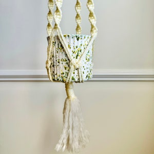 Vintage Macrame Hanging Plant Holder with Ceramic Pot